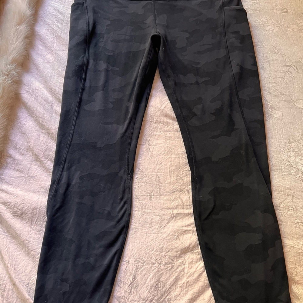 lululemon athletica Black Camo Leggings with pockets size 12